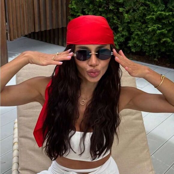 Vibrant Red Headscarf G29 - Picture 2 of 4